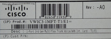 1 PORT T1/E1 MULTIFLEX TRUNK シスコルーターモジュール カスタマイズされたVWIC3-1MFT-T1E1インターフェースカード シスコ ISR 2 1900/2900/3900シリーズプラットフォーム上の音声およびデータアプリケーションをサポート