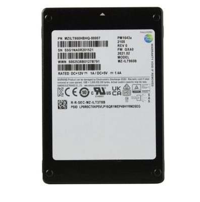 MZILT1T9HBJR-00007 サムソング PM1643A MZILT1T9HBJR-00007 SSD 1.92TB SAS 12Gb/s 全新