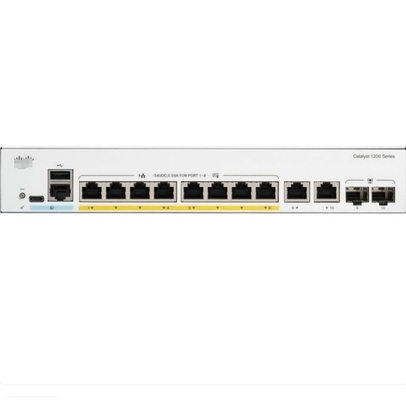 C1200-8P-E-2G シスコスイッチ 8x 10/100/1000 PoE+ポート 67W 電源予算 2x ギガビット銅/SFP コンボポート,ラック式